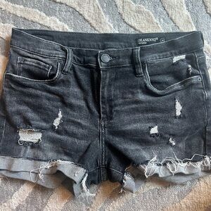 BlankNYC Fulton black distressed Jean shorts